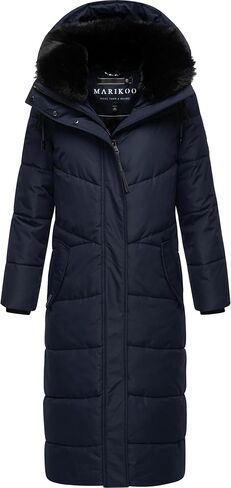 Marikoo Extra Long Quilted Winter Jacket for Women with Detachable Hood | Puffy Coat in Calf-Length | Hingucker XIV XS-5XL in Saudi Arabia