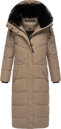 Marikoo Extra Long Quilted Winter Jacket for Women with Detachable Hood | Puffy Coat in Calf-Length | Hingucker XIV XS-5XL in Saudi Arabia