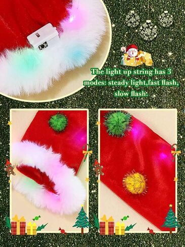 Light up Christmas Gloves Red Velvet Sparkly LED Xmas Glove Santa Party Cosplay Gloves for Women and Girls in Saudi Arabia