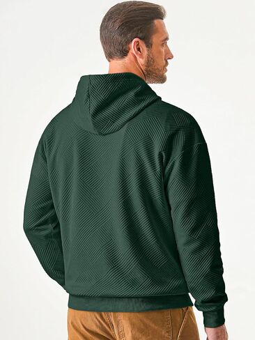 Men's Hoodies Soild Color Geometric Texture Long Sleeve Casual Pullover Hooded Sweatshirts Sweaters in Saudi Arabia