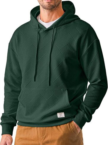 Men's Hoodies Soild Color Geometric Texture Long Sleeve Casual Pullover Hooded Sweatshirts Sweaters in Saudi Arabia