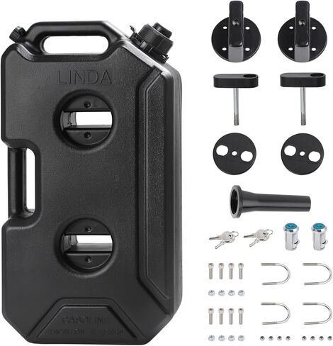 خزان غاز Mokuo سعة 10 لتر / 1.64 جالون من مادة البولي إيثيلين (HDPE) مع قفل مضاد للسرقة ودعامة تثبيت تناسب معظم الدراجات النارية سكوتر ATV UTV، لون أسود in Kuwait