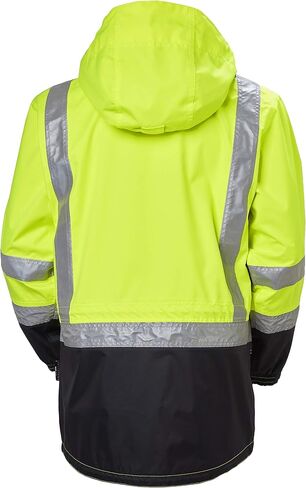 سترة المطر Hi Vis للرجال من Helly-Hansen Potsdam - ملابس عمل مقاومة للماء/الرياح مع غطاء رأس بحجم خوذة قابل للفصل، فئة ANSI 3 in Saudi Arabia