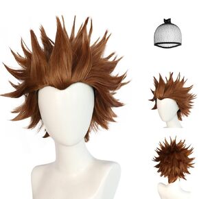 JoneTing Green Spiky Wig【+Wig Cap】 Short Green Spiky Wig with Bangs for Men Green Wavy Wig with Bangs Short Green Wigs Green Curly Wig Mens Cosplay Wig for Halloween Theme Party Costume Outfit