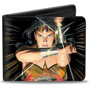 Buckle-Down mens Buckle-down Pu Bifold Wallet - Wonder Woman Mythology Crossed Pose Wallet