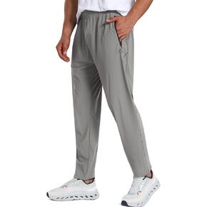 Men's Stretch Athletic Pants Lightweight Workout Joggers with Zipper Pockets