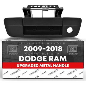 Tailgate Handle Assembly, Upgraded Metal w/ Keyhole - Compatible with 2009-2012 Dodge Ram 1500, 10-12 Dodge Ram 2500, 10-12 Dodge Ram 3500 - OEM 68044904ADA, 68044904AB, 55397292AB, 55397292AA