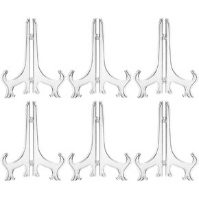 Clear Acrylic Easels Display Stands/Plate Stands for Display Photos Holder Picture Frames, Foldable Display Stand, E Books, Records, Medals, Pictures etc.(6 Pack 7 Inch)