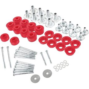 KF04060BK Body Mount Bushing Kit for Ford F250 F350 Super Duty 2008-2016 2WD 4WD Polyurethane Body Cab Mounts & Steel Sleeves & Hardware (red)