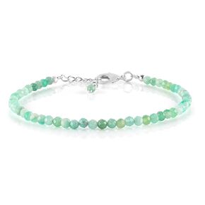 Natural Amazonite Gemstone Micro Beads Dainty Bracelet Jewelry for her, Birthstone, Energy Healing Crystals, Silver Plated Chain 8 inch Birthday Gifts For Women