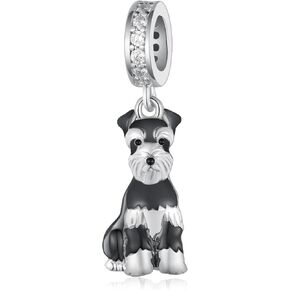 Schnauzer Charm S925 Sterling Silver Cute Schnauzer Gifts Dog Charms for Bracelets Schnauzer Jewelry Gifts for Women