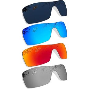 4 Pair Polarized Replacement Lenses for Oakley Batwolf - Black+Blue+Silver+Red