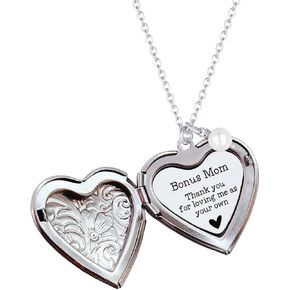 Bonus Mom Thank You Hidden Message Locket Necklace Step Mom Appreciation Gift Bonus Mom Gifts from Daughter/Son