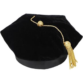 Doctoral Graduation Tam 8-Sided/6-Sided Doctorate Cap PHD Velvet with Gold Bullion Tassel