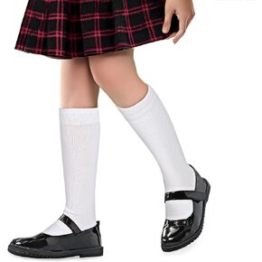 2 Pairs White Knee High Socks for Girls Mid-Calf Kids Knee High Socks，School Uniform Socks Long Socks Soft，Toddler Soccer Socks 39cm Knee Highs for Toddler Girls 4-8 years Old in Kuwait
