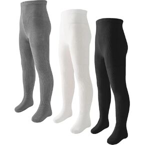 LOLANTA Girls' Tights Cable Knit Stockings Fall Outfits Toddler Winter Cotton Pantyhose 3 Packs 2-10 Yrs