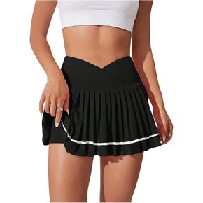 Verdusa Women's High Waisted Striped Pleated Short Athletic Skirt Tennis Skorts