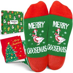 HAPPYPOP Christmas Gifts Stocking Socks for Teens - Xmas Goose Gifts with Greeting Card for Women Men