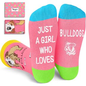 HAPPYPOP Funny Bulldogs Socks for Girls - Crazy Bulldogs Gifts Silly Fun Weird Gifts In Pink