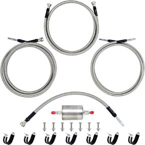 MuHize 819-840 Fuel Lines Kit - Upgraded Stainless Steel Braided Fuel Hose Quick Repair for Chevrolet Silverado & GMC 1999-2003 Models - Flexible OE# 15043857, 15765803 Durable and Easy to Install