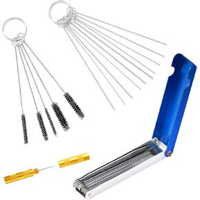 Car Carburetor Cleaning Kit, Carburetor Carbon Dirt Jet Remove Cleaner 13 Stainless Steel Cleaning Wires Set 10 Cleaning Needles 5 Nylon Brushes 1 Sharp Pick, Universal for Vehicles