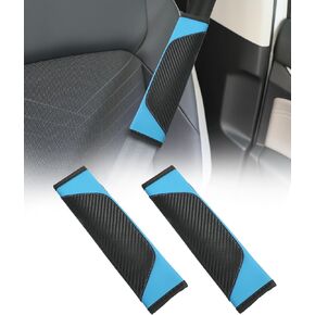 Zlirfy 2PCS Car Seat Belt Cover,Seat Belt Shoulder Pad,Carbon Fiber Safety Seatbelt Shoulder Strap Covers,Leather Safety Belt Cover (Black&Red)