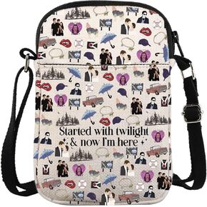 Twilight Vampire TV Show Inspired Crossbody Bag Edward Bella Lovers Gift Started With Twilight and Now I'm Here Messenger Bag