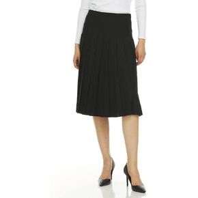 Women’s Cotton Pleated Knee Length Skirt- Elastic Waist Office Pleated Skirt