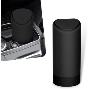 Pack-1 Car Trash Can, 6.2" x 2.5" Silicone Noiseless Environmentally Friendly Waterproof Storage Bin, Odor Isolation Detachable Cleanable Cup Holder Trash Can, Universal for Cars (Black)
