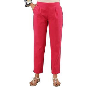 Meyali Cotton Pants for Women | Elastic Waist Pull on Leggings | Ankle Length Casual Pants