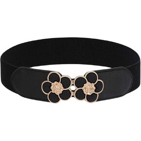 Women's Flower Buckle Belt Dressy Elastic Belts Waist Accessories