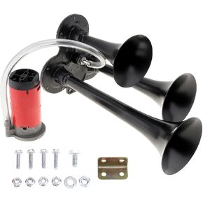 Train Horn for Truck, 12V Super Loud Train Horn Air Horn for Truck, Triple Trumpet Air Horns with Compressor for Vehicles Trucks Pickup Trains Cars Boats