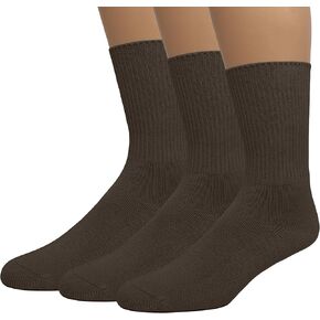 EMEM Apparel Men's Diabetic Crew Cotton Socks | Non-Binding Loose Top | Seamless Toe | 3-Pair | Big and Tall Available