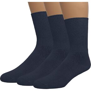 EMEM Apparel Men's Diabetic Crew Cotton Socks | Non-Binding Loose Top | Seamless Toe | 3-Pair | Big and Tall Available in Kuwait