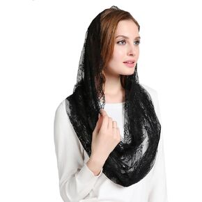 Leimandy Lace Infinity Chapel Veil Catholic Mantilla Veil Infinity Lace Chapel Veil Lace Head Scarf for Women V44
