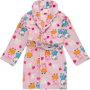 Peppa Pig Toddler Girls Fleece Kids Hooded Robe - Super Soft Plush Kids Spa Bathrobe with Pockets, 2T-5T - Official Product