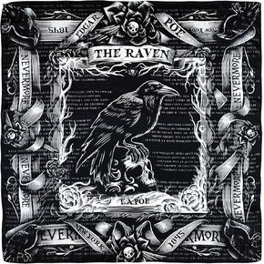 Universal Zone The Raven by Edgar Allan Poe Square Satin Scarf. Black scarf, Goth scarf, Gothic Scarf, Nevermore. Neck Scarf, Headscarf, Bag Scarf, Shawl.
