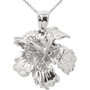 Claddagh Gold 925 Sterling Silver Caribbean Hibiscus Flower Charm Pendant