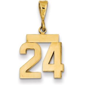 Solid 14k Yellow Gold Small Number 24 Charm Pendant
