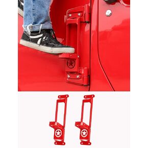 Savadicar 2 Pack Door Hinge Steps, Foldable Metal Foot Pedals for 2007-2024 Jeep Wrangler JK/JL 4XE & Gladiator JT, Anti-Rust Powder Coated, Easy Access to Roof Top, Star Pattern Design, Black