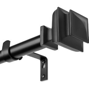 gb Home Collection Minimalist Black Curtain Rod - Square Design – Adjustable Length, Extra Long (72-144 inches), 1" Metal Rod for Heavy Drapes