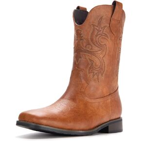 Cowboy Boots for Men Western Boots with Classic Embroidered Square Toe Men's Cowboy Boot Traditional Western Boots Chunky Heel Country Boot Durable Work Boots