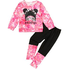 Girls Clothes，Girls Fall Winter Clothes Tie Dye Sweatshirt And Spliced Sweatpants 2pcs Girls Clothing Set 5-14t