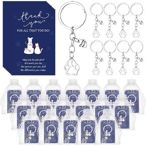 XunYee 24 Sets Christmas Vet Med Tech Gifts Veterinarian Thank You Paw Keychain with Cards Appreciation Gifts for Veterinary Medicine