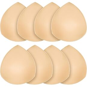 4 Pairs Bra Pad Insert,Removable Sport Bra Cup Triangle Breathable & Reusable Bra Pad for Yoga Bra,Swimsuits,Bikini