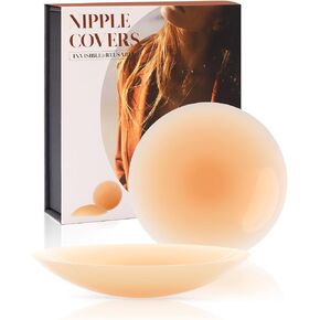 LUNA & MANTHA Nipple Covers, Adhesive Silicone Nipple Pasties for Women, Reusable,Sticky Breast Petals with Travel Box