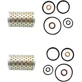 Motorcycle 888414 Oil Filter EK-4372 with Crush Washers & O-rings Compatible with Royal Enfield BULLET B5 C5 G5 GT535 Models BULLET 500 EFI Military （2-pack)
