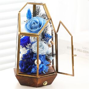 Flowers Roses Gifts for Her,Forever Real Preserved Roses in Glass Dome,Valentines Day Roses Gifts for Her Wife Mom Women Best Friend/Purple.