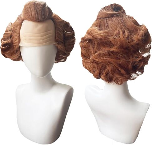 Short Bald Wig Fluffy Synthetic Brown Wig Costume Wig for Halloween Party for Men Wavy Wig with Wig Cap in Saudi Arabia