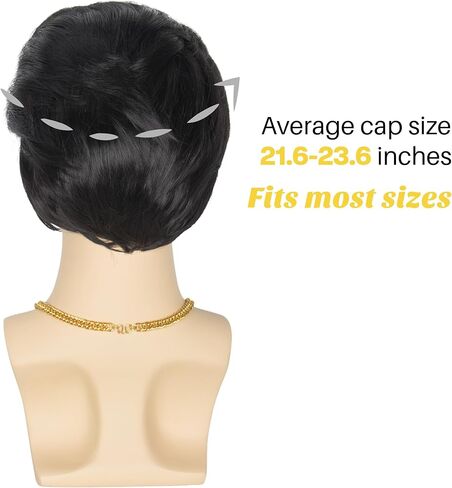 شعر مستعار للرجال من يان دريم 50s 60s شعر مستعار روكستار قصير شعر مستعار أسود مع سوالف شعر مستعار للحفلات التنكرية مع نظارات وقلادة وشارب in Kuwait